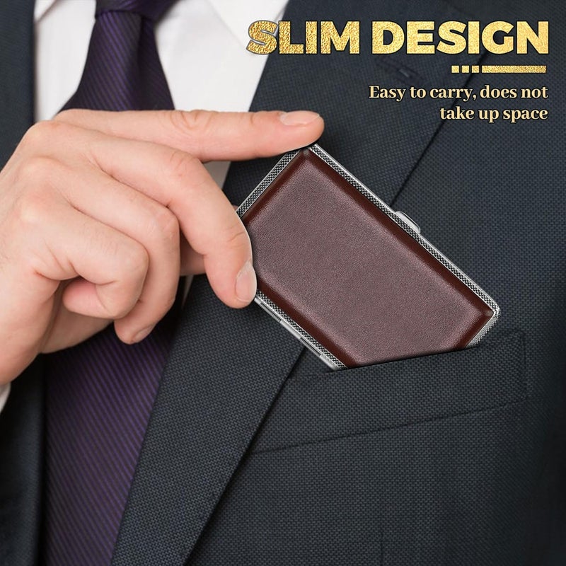 x-lighter 2 Pack of Cigarette Case with Lighter for 100's King Size, Retro PU Leather 100mm Vintage Cigarettes Cases for Men Women Gifts (Black + Brown) - Image 5